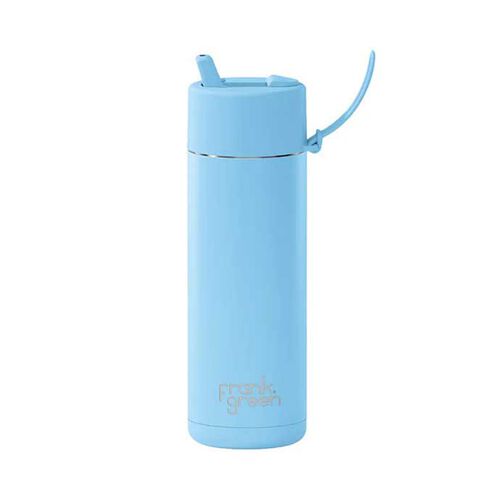 frank green 20oz Reusable Bottle Chrome w Flip Straw Lid Sky Blue